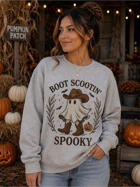 Boot Scootin' Spooky Gray Women's Sweatshirt